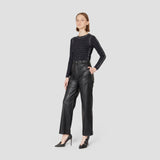 Leatherette Straight leg Trousers-SK3KA0067-2