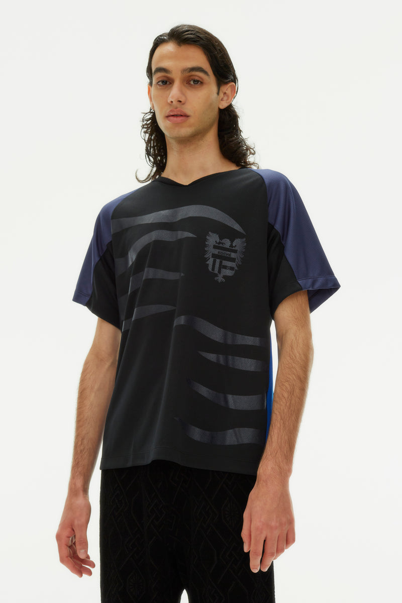 HERALDIC FLAMES FOOTBALL BLACK T-SHIRT