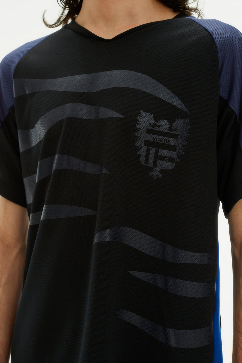 HERALDIC FLAMES FOOTBALL BLACK T-SHIRT