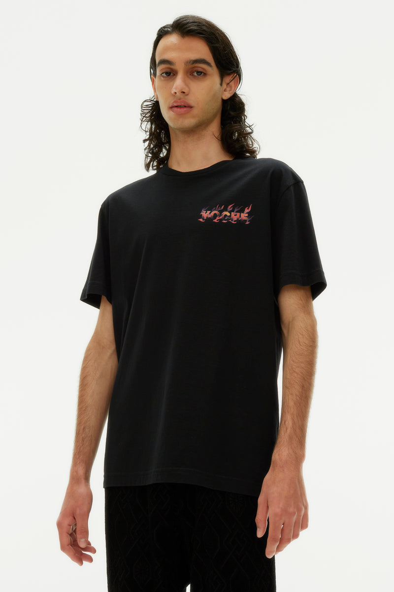 HERALDIC FLAMES LOGO BLACK T-SHIRT