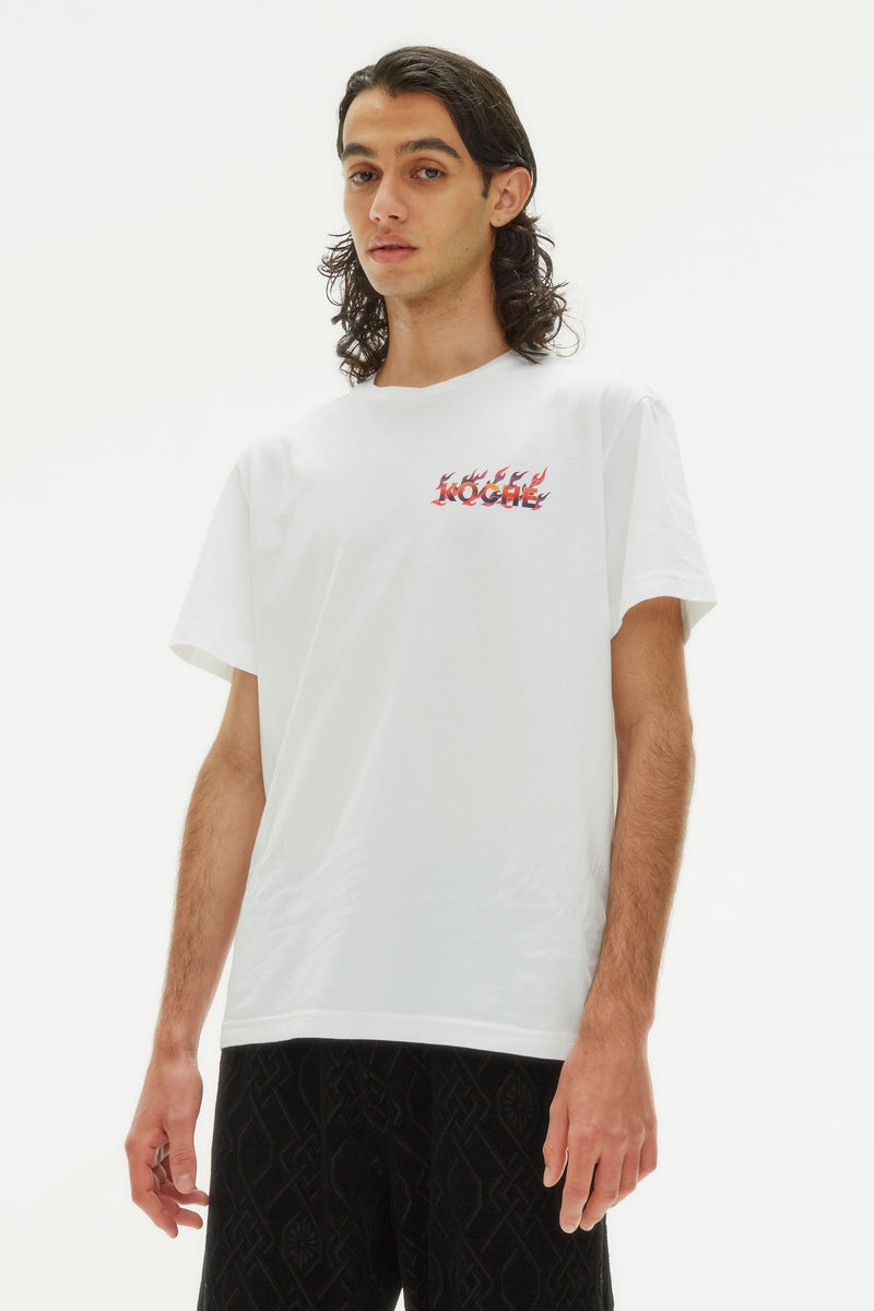 HERALDIC FLAMES LOGO WHITE T-SHIRT