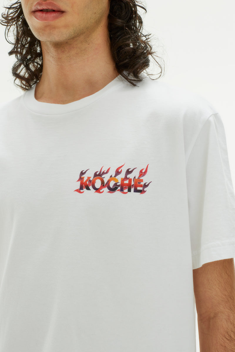 HERALDIC FLAMES LOGO WHITE T-SHIRT