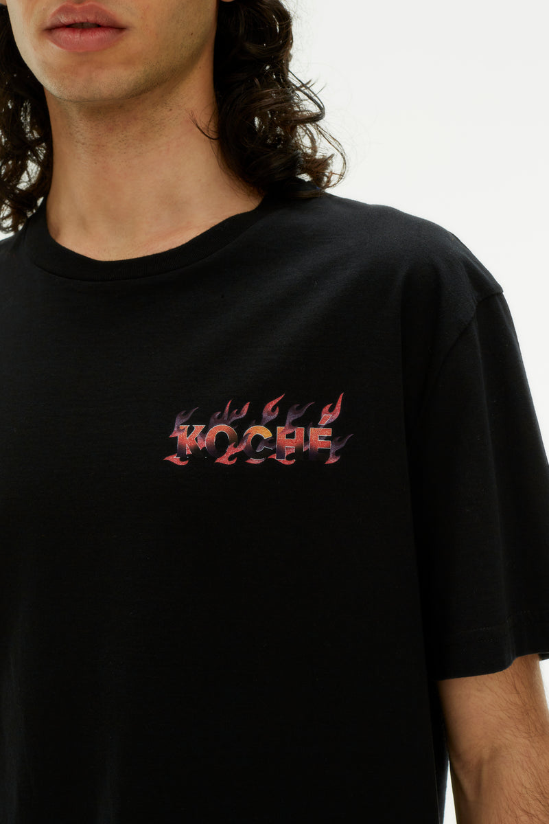 HERALDIC FLAMES LOGO BLACK T-SHIRT