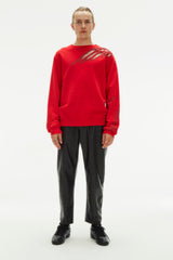 WING CUT OUT RED SWEATSHIRT