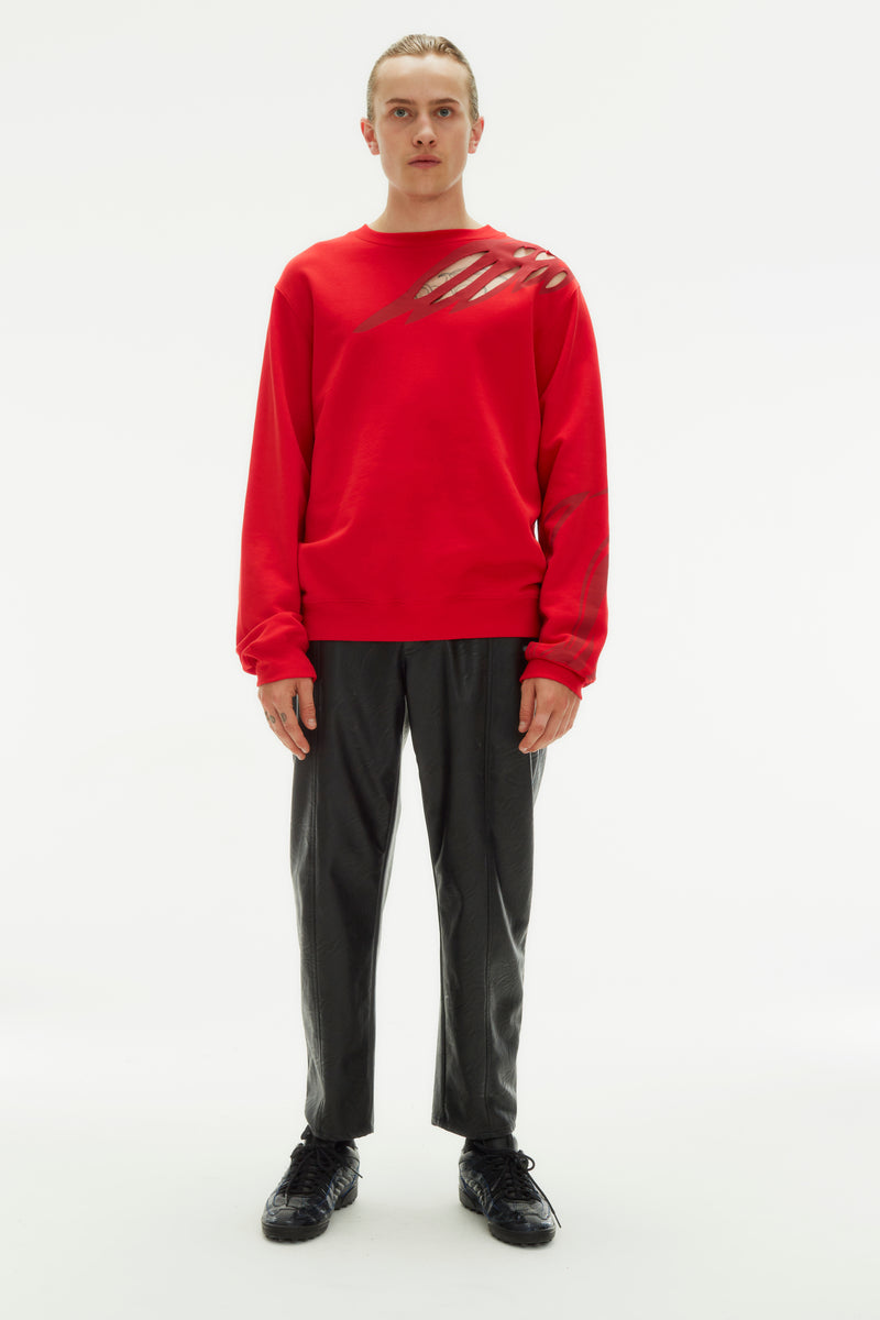 WING CUT OUT RED SWEATSHIRT