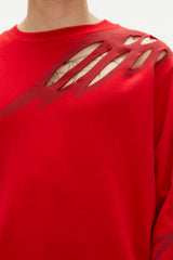 WING CUT OUT RED SWEATSHIRT