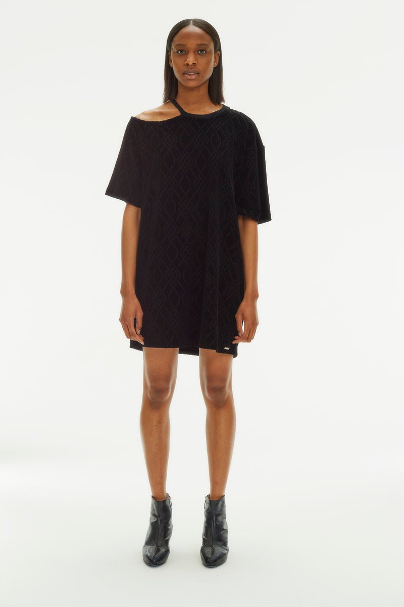 BLACK MAXI CUT OUT T-SHIRT DRESS