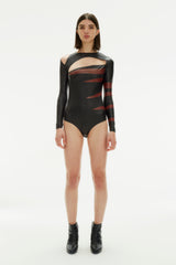 CUT OUT VEGAN LEATHER BODYSUIT