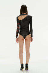CUT OUT VEGAN LEATHER BODYSUIT