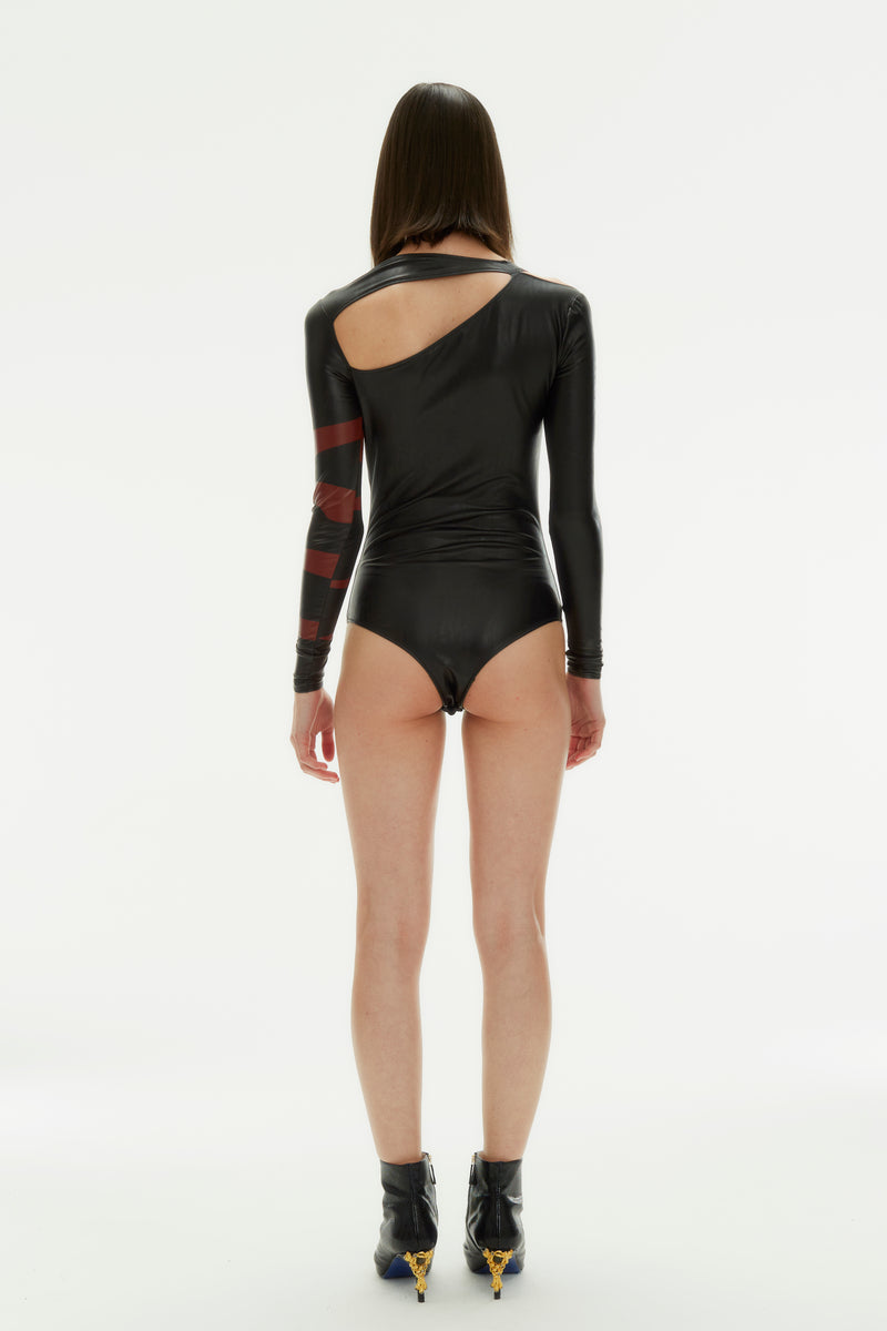 CUT OUT VEGAN LEATHER BODYSUIT