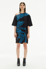 PHOENIX BLACK BLUE MAXI CUT OUT T-SHIRT DRESS
