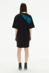 PHOENIX BLACK BLUE MAXI CUT OUT T-SHIRT DRESS