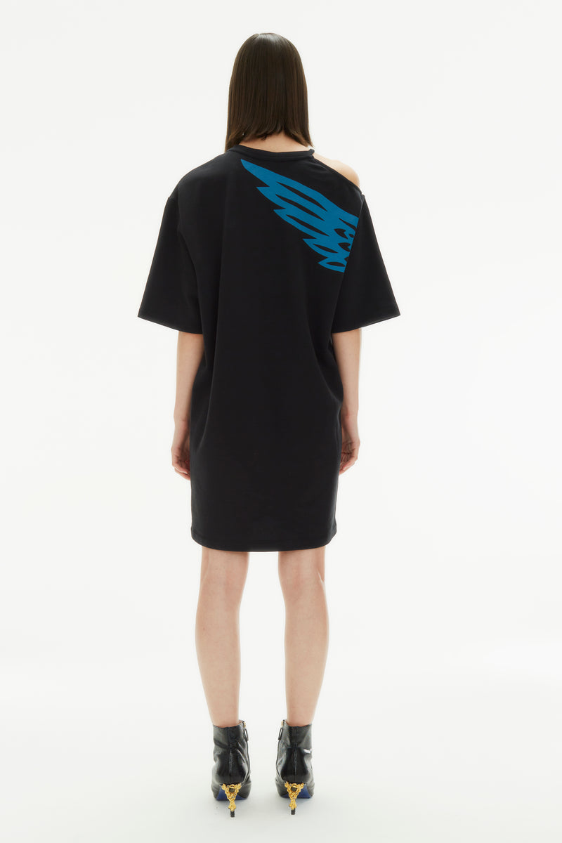 PHOENIX BLACK BLUE MAXI CUT OUT T-SHIRT DRESS