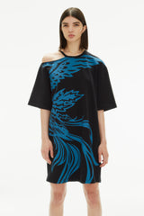 PHOENIX BLACK BLUE MAXI CUT OUT T-SHIRT DRESS