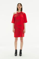 PHOENIX RED MAXI CUT OUT T-SHIRT DRESS