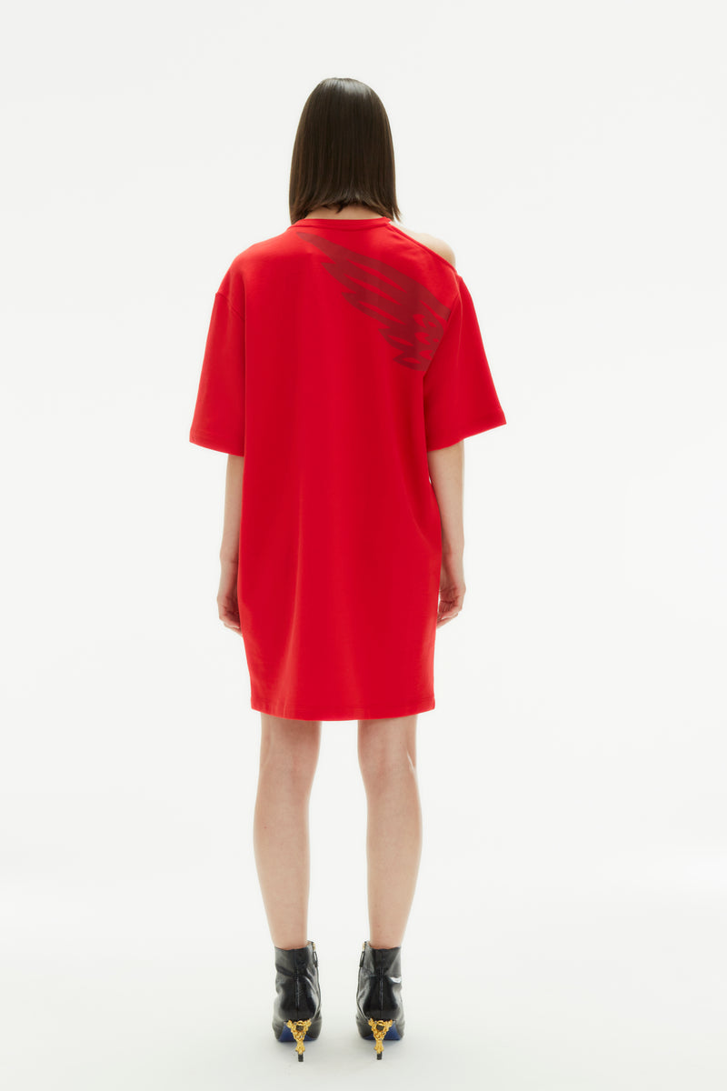 PHOENIX RED MAXI CUT OUT T-SHIRT DRESS