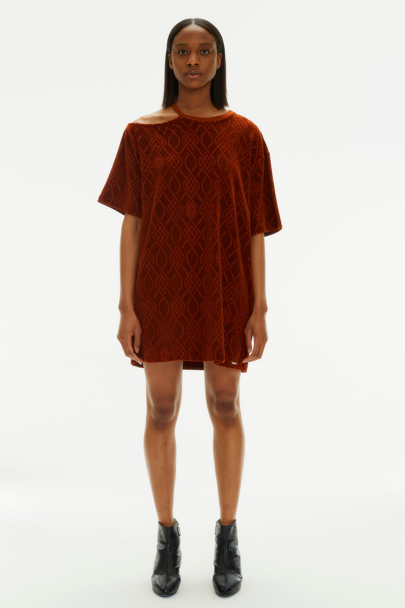 RUST MAXI CUT OUT T-SHIRT DRESS