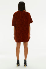 RUST MAXI CUT OUT T-SHIRT DRESS