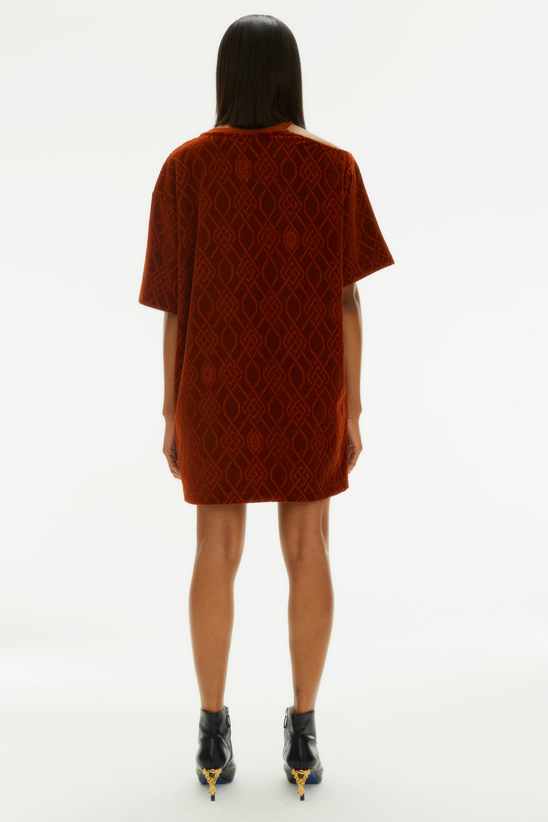 RUST MAXI CUT OUT T-SHIRT DRESS