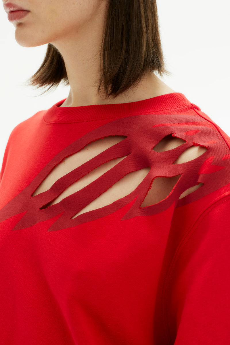 WING CUT OUT RED SWEATSHIRT