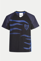 HERALDIC FLAMES FOOTBALL BLACK T-SHIRT