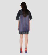 BLACK COTTON BLEND COLOR-BLOCK BUTTON-UP SHIRT