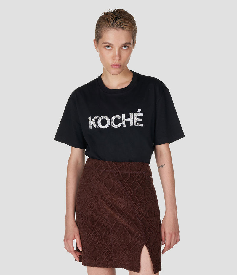 EMBOIDERED BLACK ORGANIC COTTON T-SHIRT