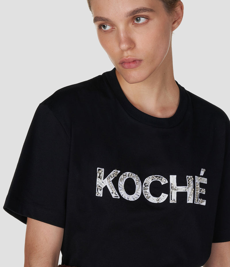EMBOIDERED BLACK ORGANIC COTTON T-SHIRT