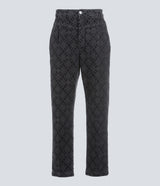 HIGH WAISTED MONOGRAM DENIM TROUSERS