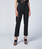 HIGH WAISTED MONOGRAM DENIM TROUSERS