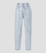 BLEACHED DENIM TAPERED PANTS