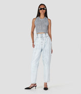 BLEACHED DENIM TAPERED PANTS