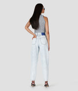 BLEACHED DENIM TAPERED PANTS