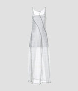 SHINY LUREX LACE LONG SLEEVELESS DRESS