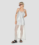 SHINY LUREX LACE LONG SLEEVELESS DRESS