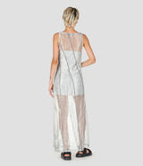 SHINY LUREX LACE LONG SLEEVELESS DRESS