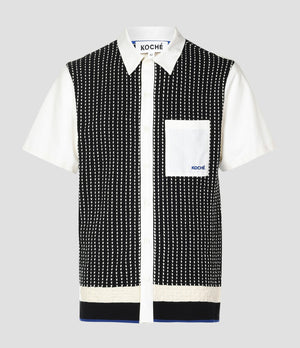 KNITTED COTTON PANEL SHIRT