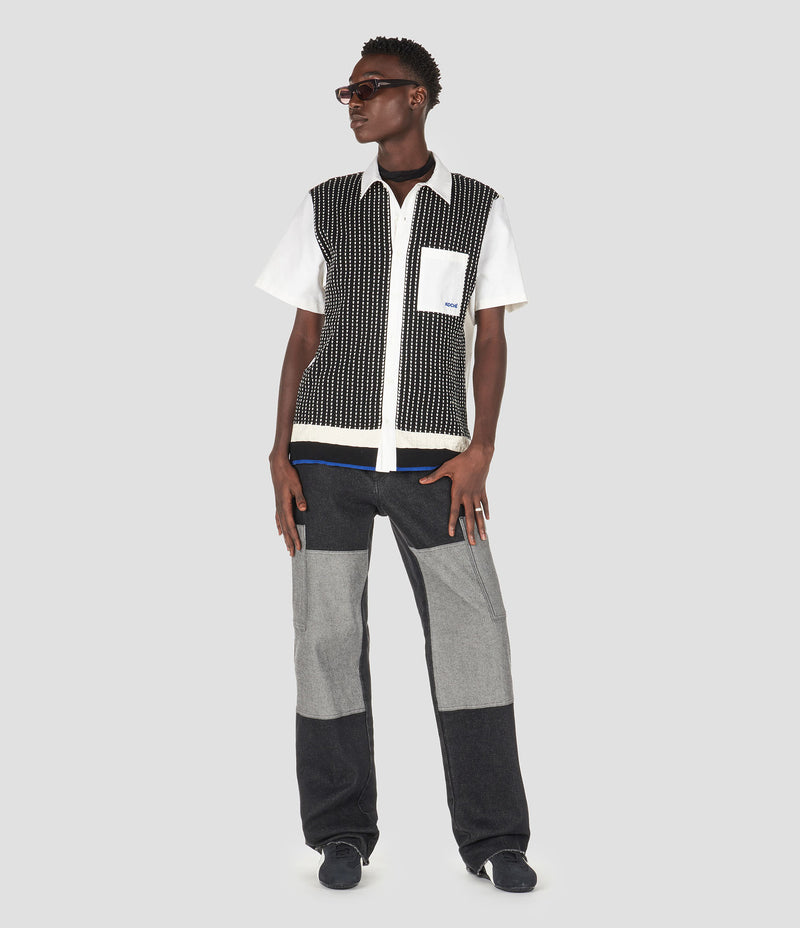KNITTED COTTON PANEL SHIRT