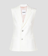 WHITE SLEEVELESS SHARPLY TAILORED JACKET