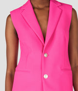 PINK SLEEVELESS SHARPLY TAILORED JACKET