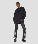 BLACK COTTON FLEECE HOODIE SWEATSHIRT