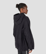 BLACK COTTON FLEECE HOODIE SWEATSHIRT