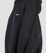 BLACK COTTON FLEECE HOODIE SWEATSHIRT