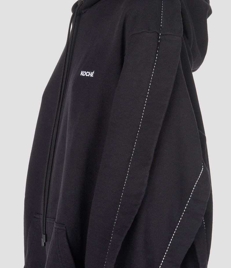 BLACK COTTON FLEECE HOODIE SWEATSHIRT