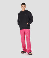 BLACK COTTON FLEECE HOODIE SWEATSHIRT