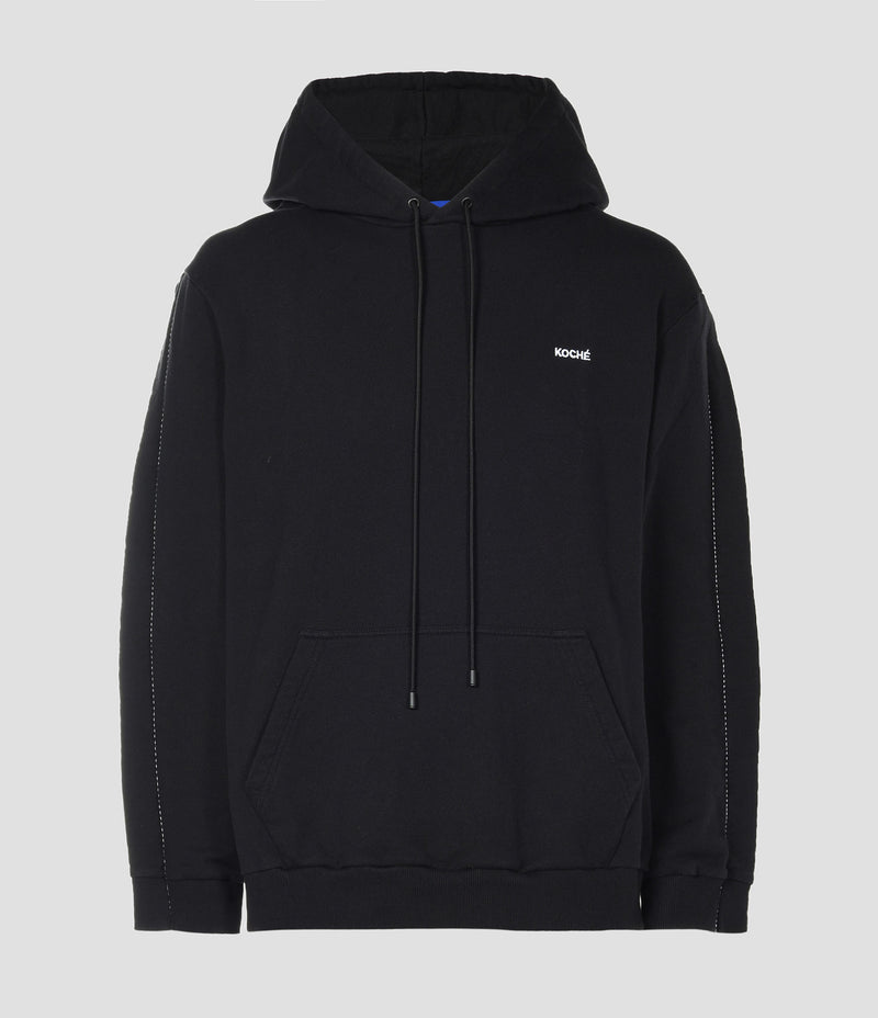 BLACK COTTON FLEECE HOODIE SWEATSHIRT