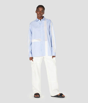 WHITE MULTIPOCKET CARGO TROUSERS