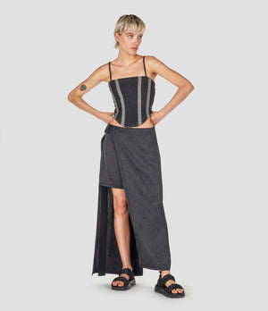 BLACK MULTI LAYERS LONG SKIRT