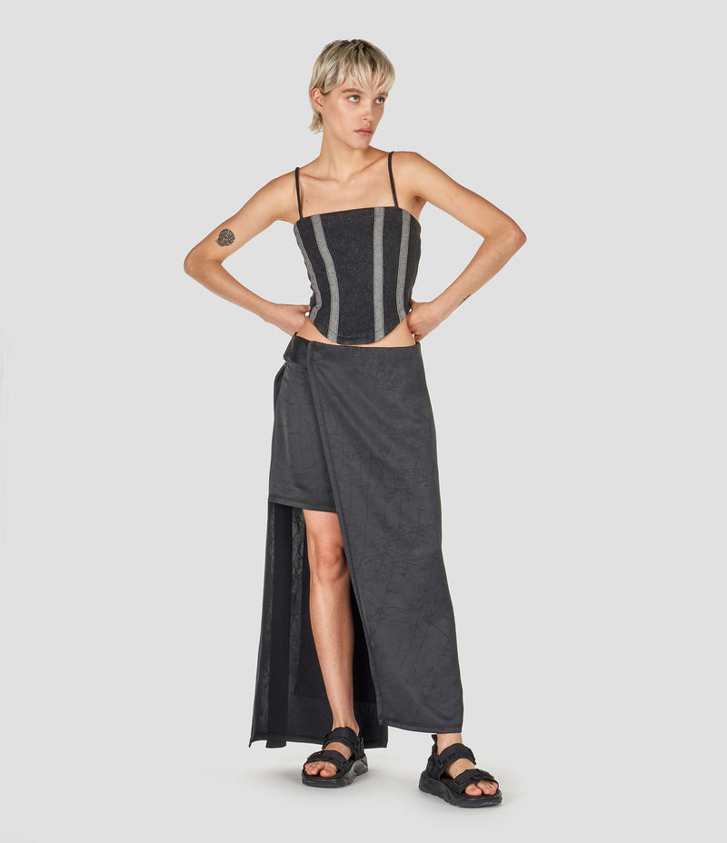 BLACK MULTI LAYERS LONG SKIRT